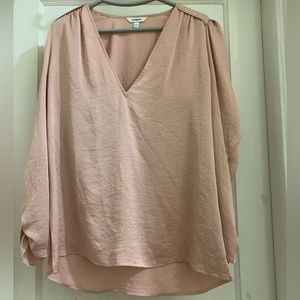 Express Pink satin long sleeve shirt, size large